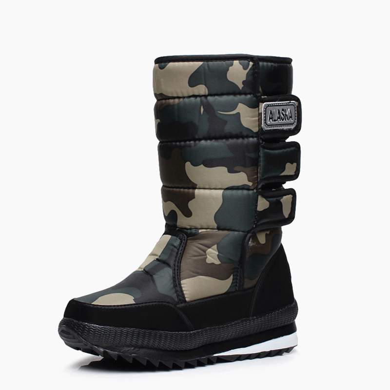 

Winter men's tall snowshoe, fashionable and comfortable warm warm thick-fleece boots, outdoor snow anti-skid boots size39-47 Big yards, Green