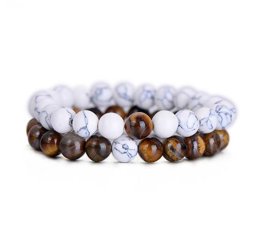 

2Pcs/Set Natural Stone Fashion Distance Bracelets For Couple Tiger Eye Stone Yin Yang Buddha Strand Bracelet Men Women Jewelry