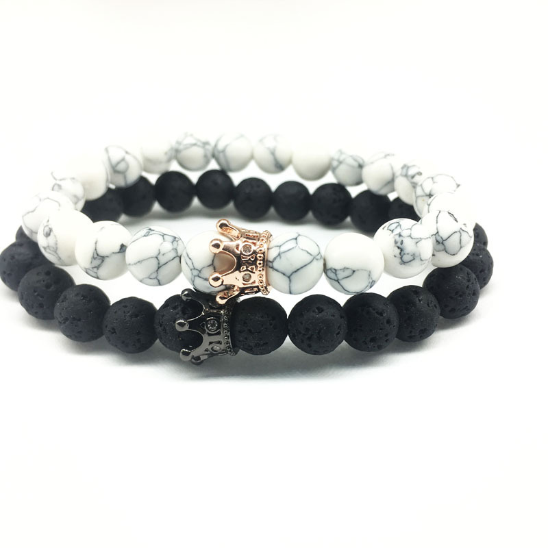 

Wholesale New Volcanic Stone Bracelet Crown Natural Chakra Energy Beads Bracelets Strands Jewelry Accessories Lover Gift
