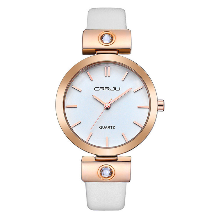 

Women Brand fashion watch Quartz Wristwatch Rhinestone White Black leather strap girl Casual watches waterproof luxury high quality Gift