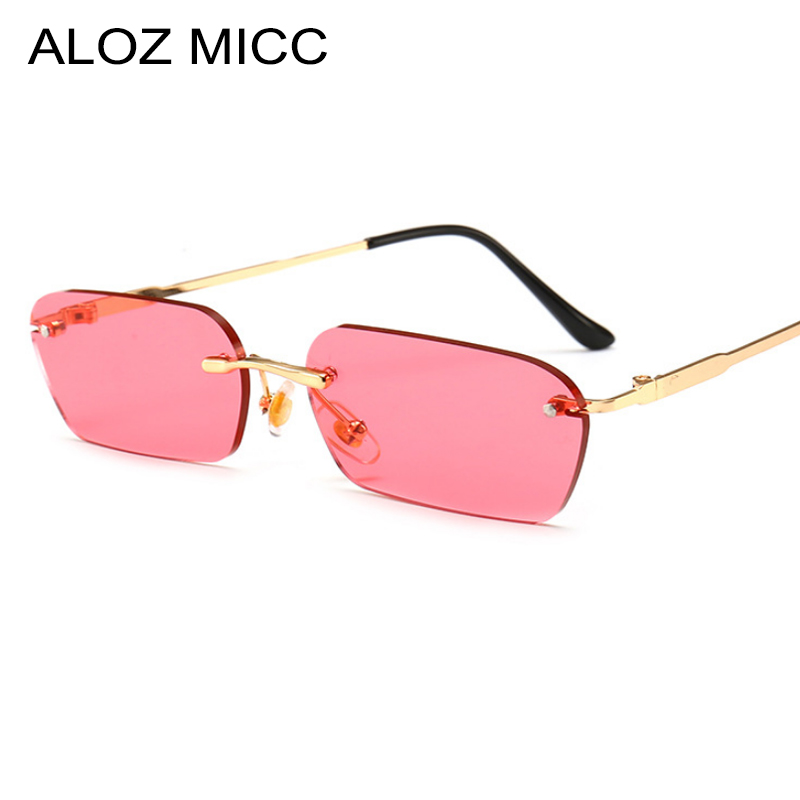 

ALOZ MICC Rimless Rectangle Sunglasses Women Men Brand Designer Sexy Small Square Sun Glasses Female Metal Eyewear UV400 A625
