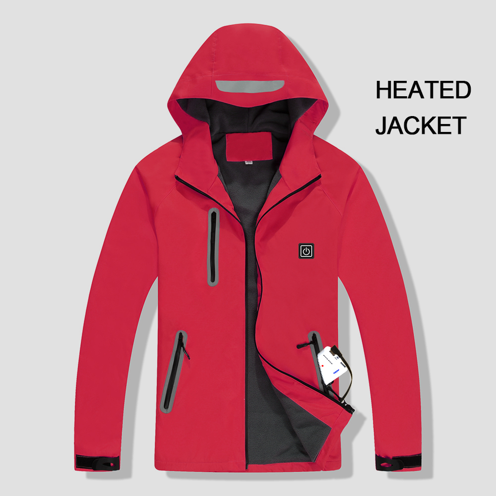 USB Charging Electric Heated Jacket Winter Warm Heating Jacket Windproof Waterproof Thermal Sport Coat for Skiing Camping Hiking