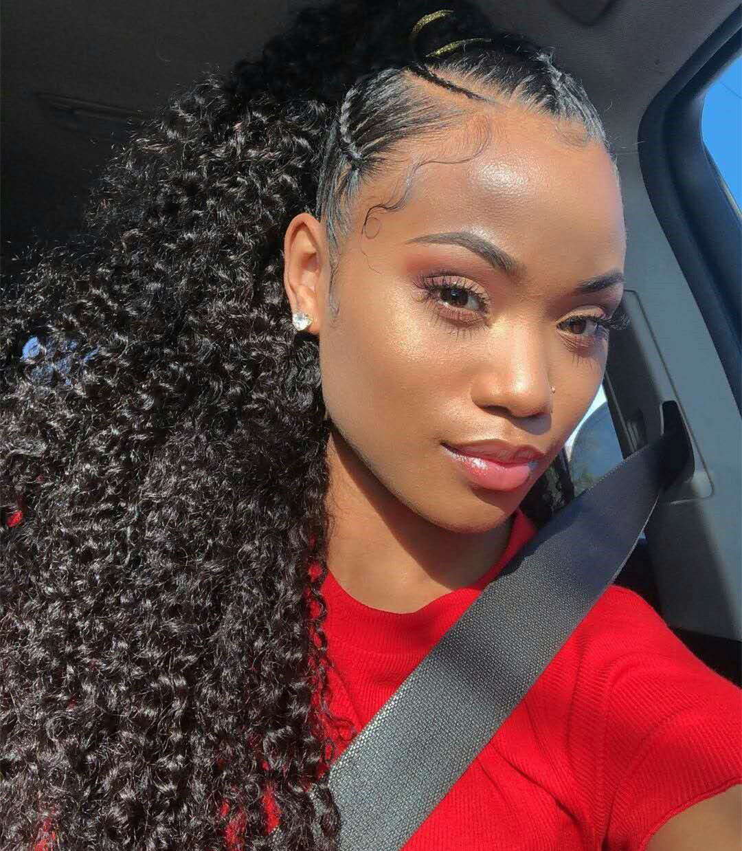 

100% Brazilian Clip In Human Ponytail Hair Extensions Kinky Curly Drawstring ponytail afro puffs Virgin curly ponytails 100~180g Free Ship