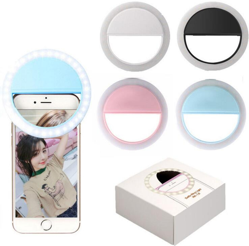 

For Iphone X Rechargeable Universal Luxury Smart Phone LED Flash Light Up Selfie Luminous Phone Ring For iPhone Android With USB Charging