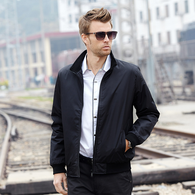 

Fashion Male Standing Collar Jacket Coat Men Spring Business Casual Clothes Summer Thin Windbreaker Mens Black Bomber Jackets 5XL