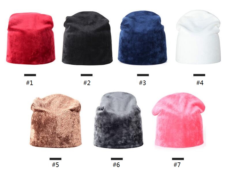 

New Girl's Beanie Hat Skullies Beanies Polyester Knitted Hats Beanie Hat Winter Warm Casual Velvet Girls Hats, Multicolor