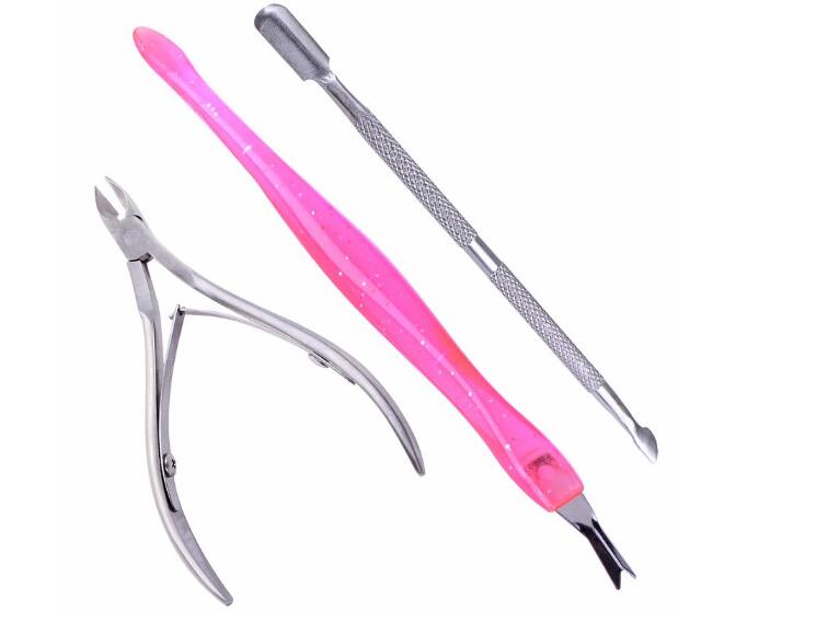 

Wholesale 3pcs Nail Scissor Stainless Steel Nail Art Cuticle Pusher Nipper Remover Clipper Manicure Pedicure Nail Gel Art Tools