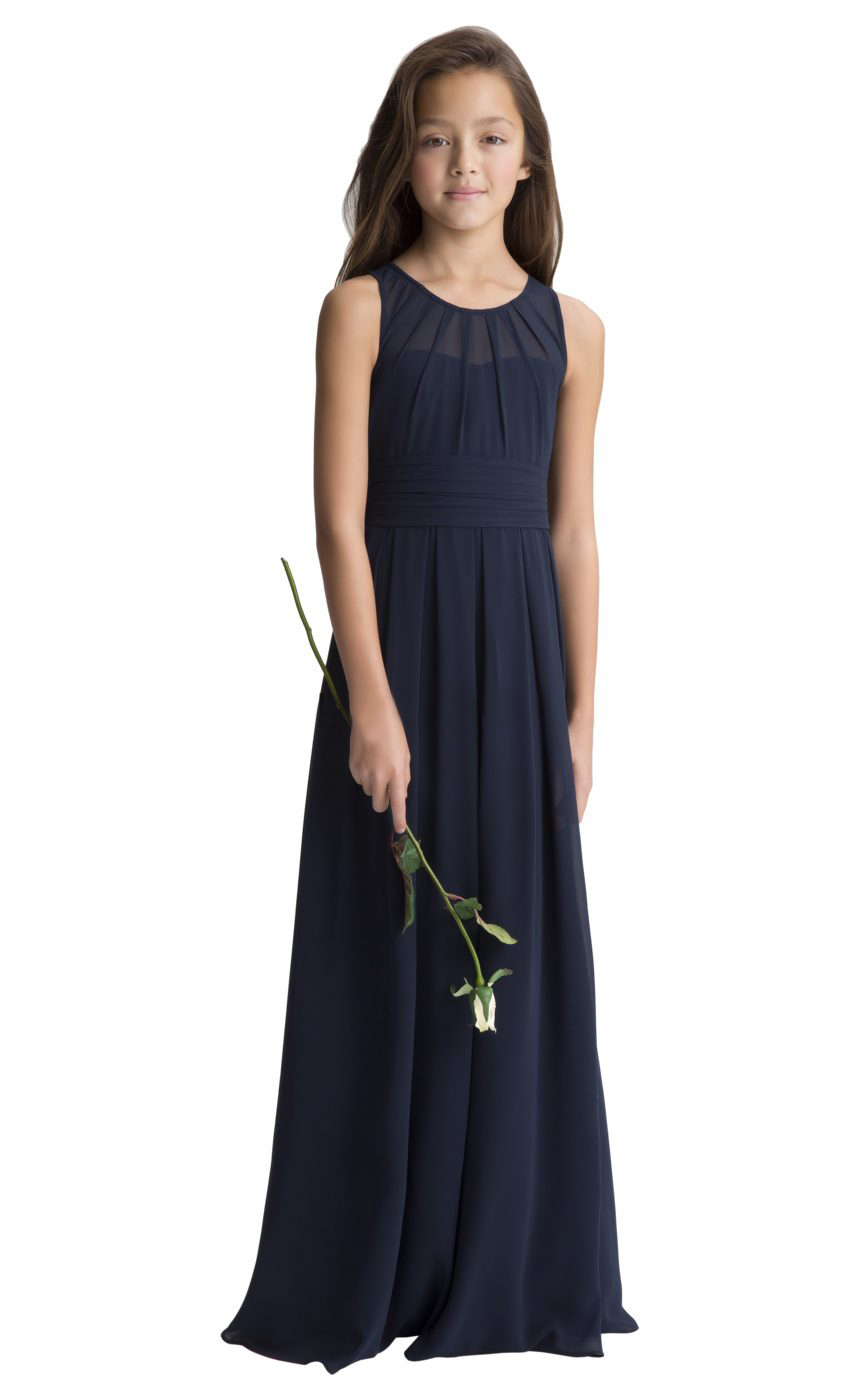 Beauty Navy Blue Chiffon Jewel Ruffles Flower Girl Dresses Girls' Pageant Dresses Birthday Holidays Dresses Custom Size 2-14 FF727063