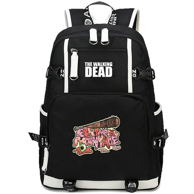 

Negan backpack The walking dead day pack Lucille baseball bat school bag Leisure packsack Quality rucksack Sport schoolbag Outdoor daypack, Black