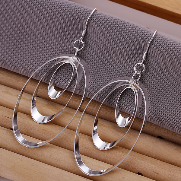 Mode 925 en argent sterling pour les femmes, Nouvelle 2018 fine 925 3 Crochet ronde Hoop Dangle Fantaisie dormeuses XMAS cadeau AE180
