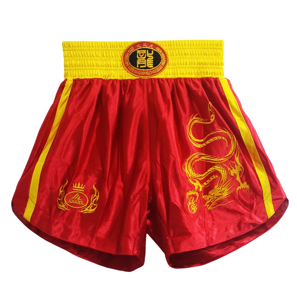 Thai Kick Boxing Uniform Chinese Style Sanda Combat Shorts Clothes Red