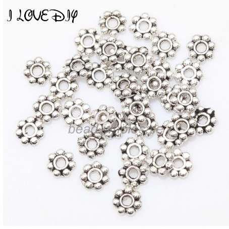 

1000pcs Tibetan Silver Flower Spacer Beads Round Metal Daisy Wheel Spacers 4mm for Jewelry Making