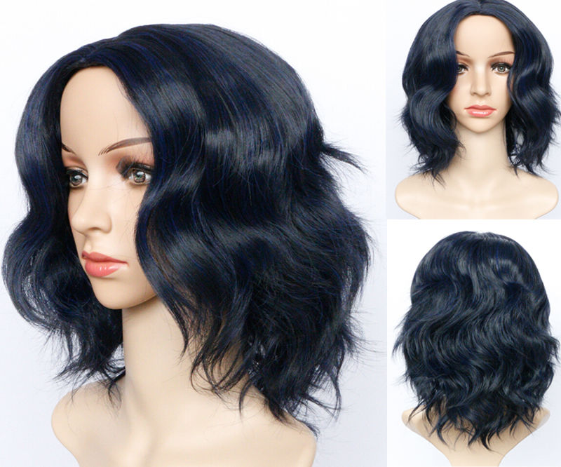

Synthetic Glueless Full Hair Wigs For Black Women Brazilian Short Bob Wavy Wig