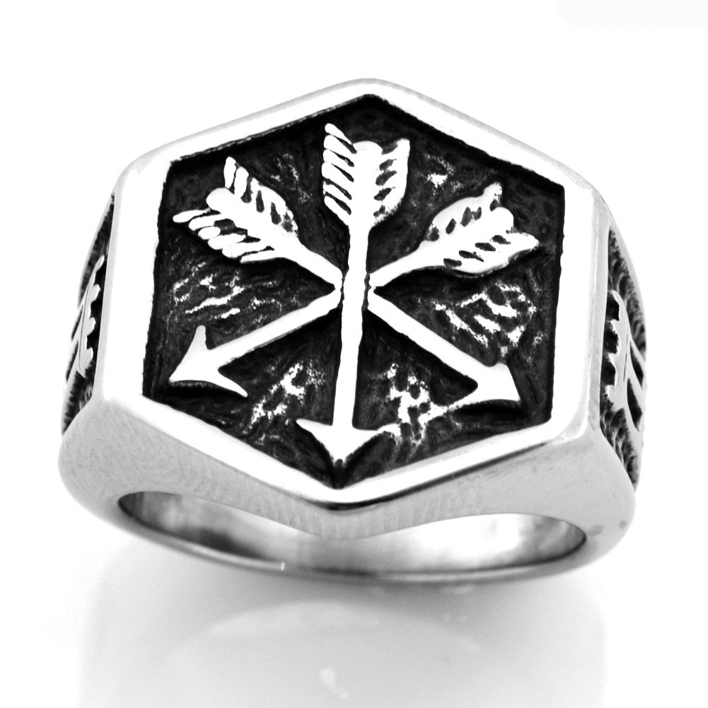 

Fanssteel STAINLESS STEEL MENS women JEWELRY FArrow tower battlement Ring fashion ring GIFT FOR BROTHERS sisters FSR14W50