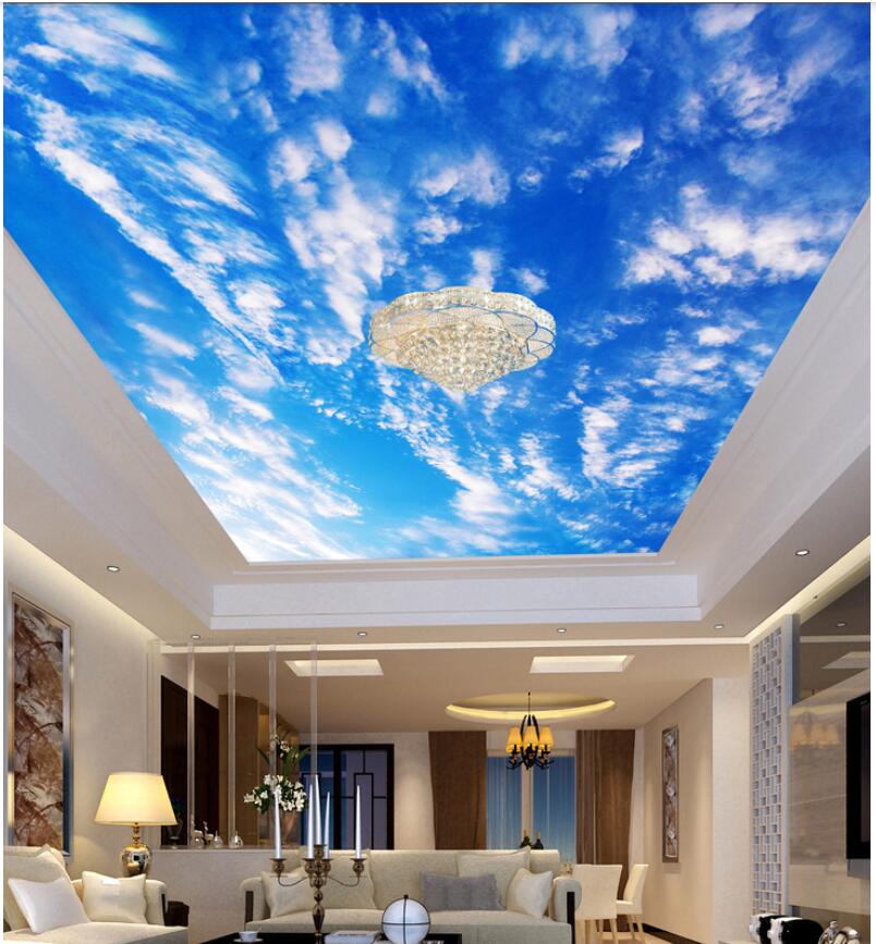 

3d ceiling murals wallpaper custom photo non-woven mural Blue sky white clouds magnificent sky living room bedroom ceiling fresco, Sky blue