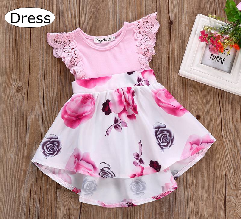 

INS Girls Pink Flower Lace Dresses Girls Children Flying sleeved Trumpet Mermaid Dresses Pretty Fashion Lace Princess Dress 0-2Years free, As photo