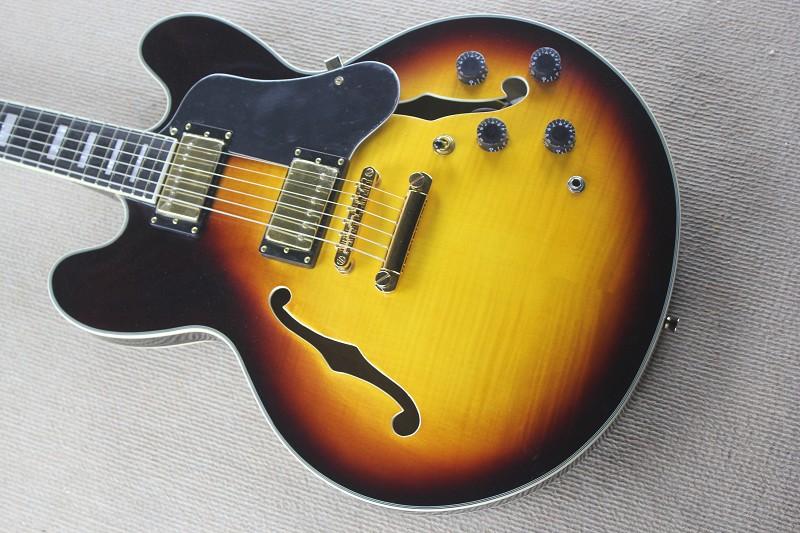 

China guitar factory custom 100% New Vintage Sunburst F Hole Hollow Body ES 3 Electric Guitar