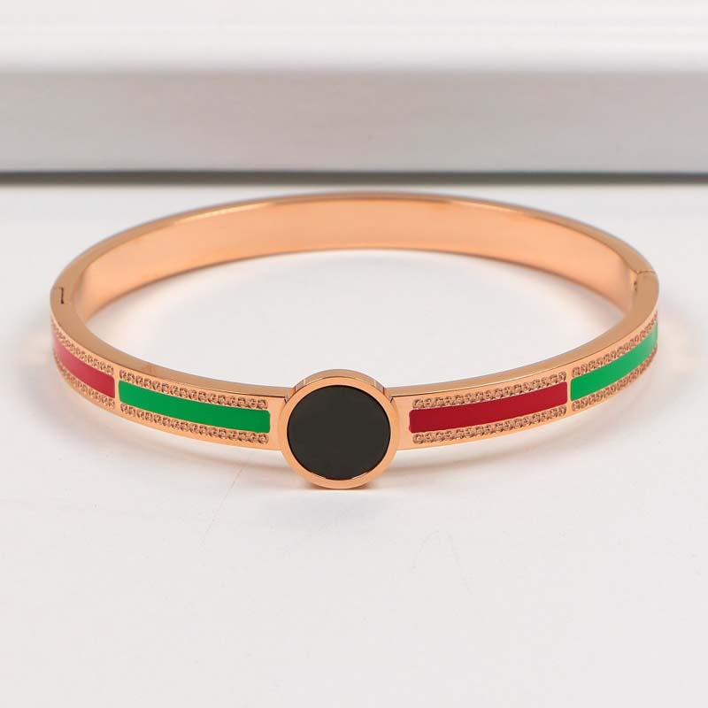 

316L Titanium Steel Bracelets For Women 18KGP Rose Gold Plated Lady Round Letter Bangles For Wedding Jewelry New Hot Top Quality
