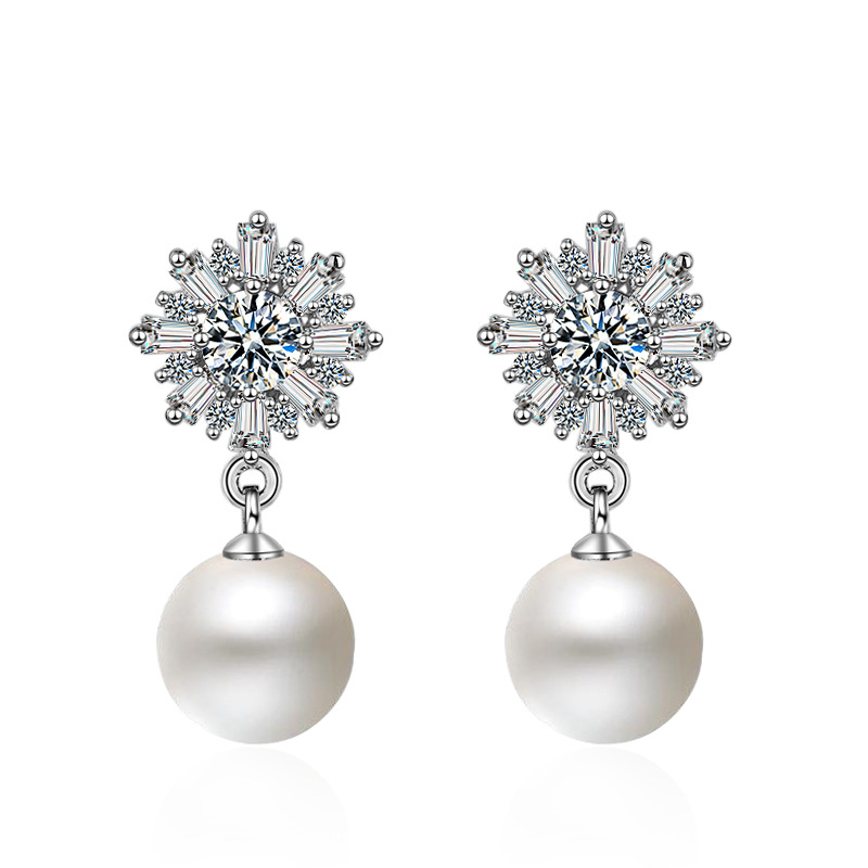 Classique Femmes Drop boucles d'oreilles simulé perle blanche Mignon Neige Fleur Bow Noeud Boucles D'oreilles Femme brincos Déclaration De Mode b