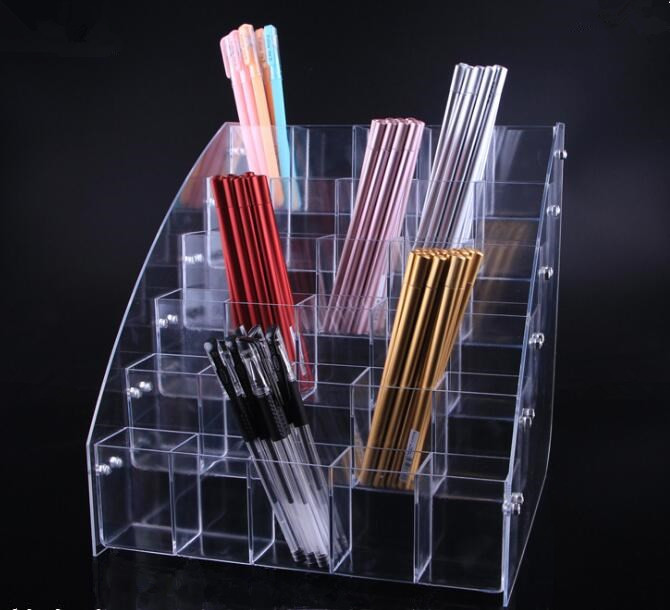 

Free shipping Clear acrylic Cosmetic Brush Eyeshadow Pencil Pen Lipstick Display Stand Rack Support Organizer Holder For Desk Office Supplie