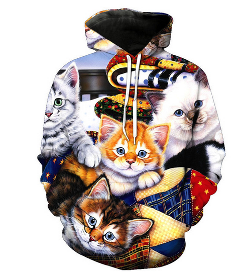 2018 Nouvelle Mode Sweat Hommes / Femmes 3d Hoodies Imprimer Beaucoup de chats modèle animal mignon Slim Unisexe Mince Élégant À Capuche Hoodies