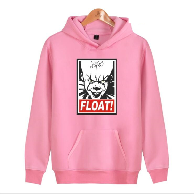 

Horror Movie Pennywise Clown Stephen King Pink Hoodie Sweatshirt Women Men Hip Hop Funny Fleece Jacket Mlae Tracksuits Halloween, Red 01