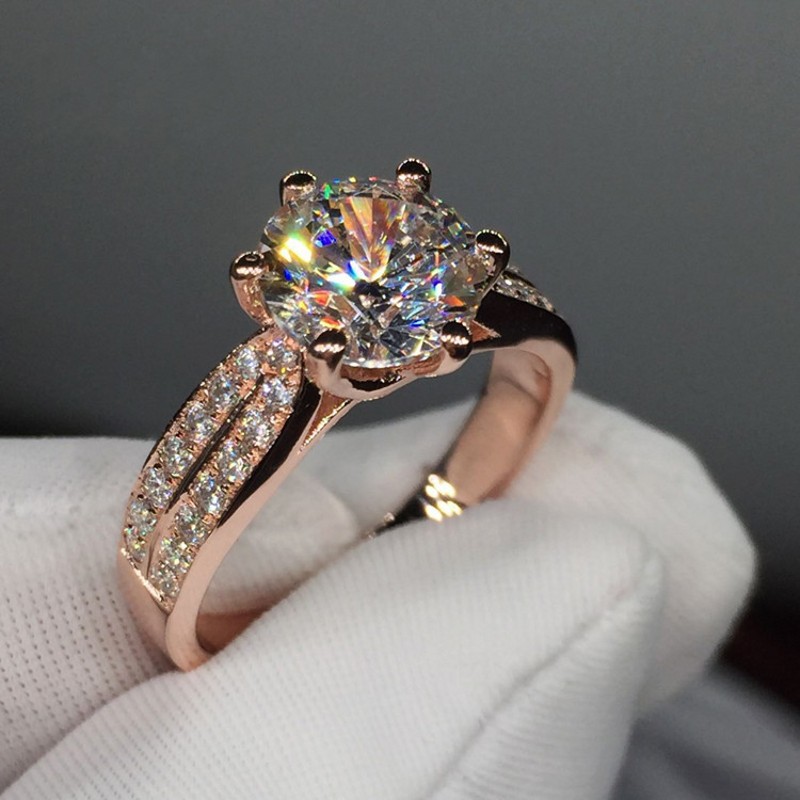 

choucong Fashion Jewelry Women Rose gold color ring Diamond 925 silver Engagement Wedding Band Rings For Women