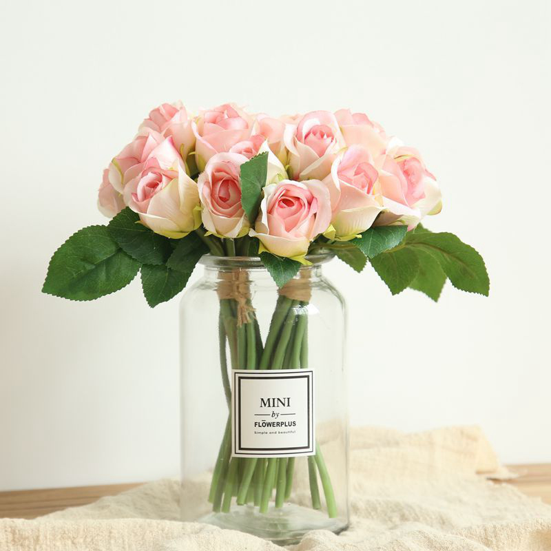 Fiori rosa di seta artificiale Bouquet floreale rosa Fiori finti fiori decorativi Fiori matrimonio Decor Accessorio per feste Flores