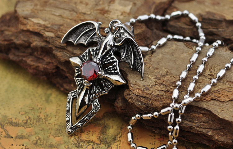 

2018 New Fashion male angel wings and devil cross necklace titanium steel pendant men jewelry gift wholesale