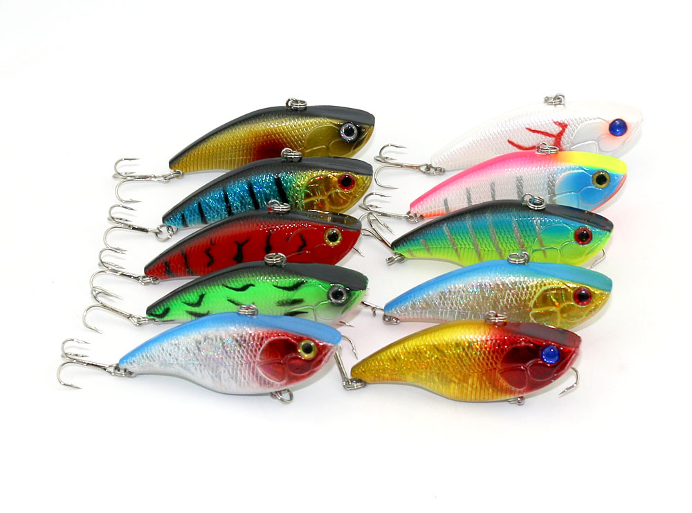 VIB003 100PCS Fishing Sinking VIB Lure 18g 7.5cm Vibration Vibe Rattle Hooks Baits Crankbaits-image-415042032