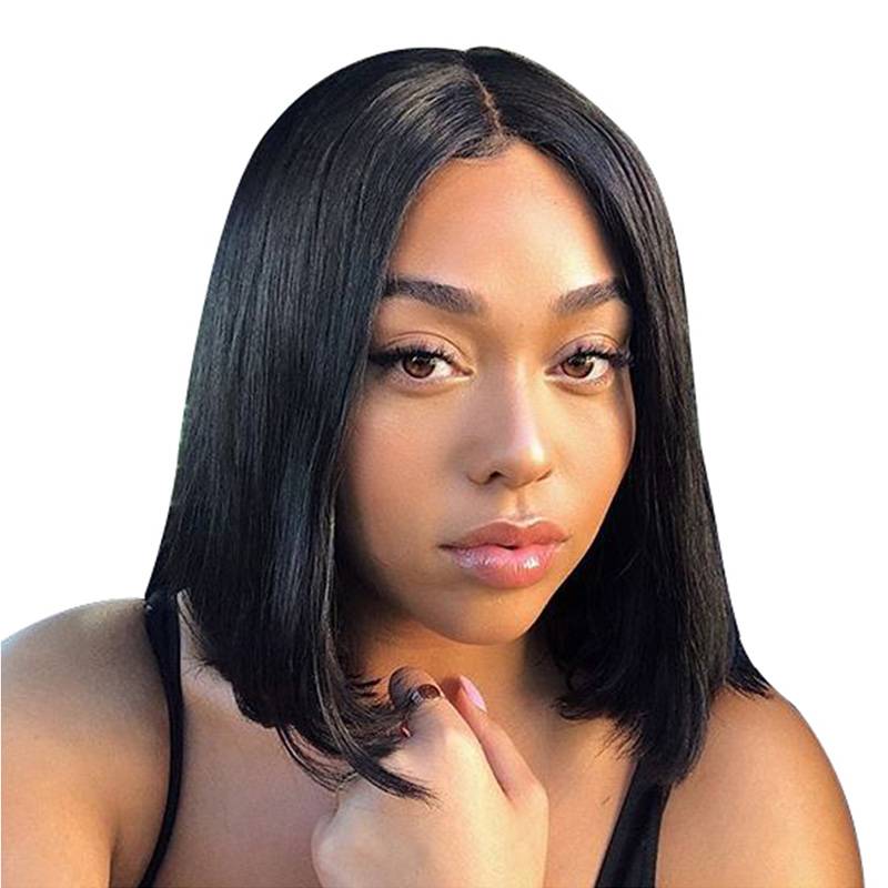 

Brazilian Short Human Hair Lace Front Wigs With Baby Hair Pre Plucked Brazilian Straight Human Hair Bob Lace Front Wigs for Black Women, Natural color