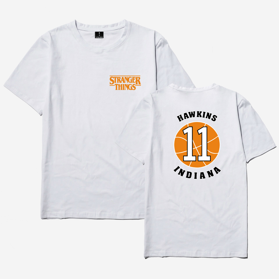 

Blackday Hip Hop Stranger Things Hawkins Indiana T shirt Men/Women Cotton T-shirts Summer Short T-shirt Casual Top Tees, White