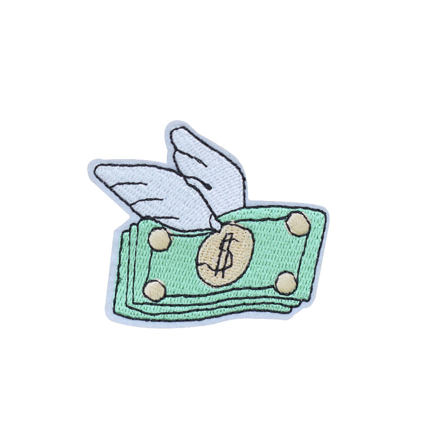 

10 PCS US Dollar Embroidered Patches for Clothing Iron on Transfer Applique Patch for Dress Bags DIY Sew on Embroidery Badge, Black