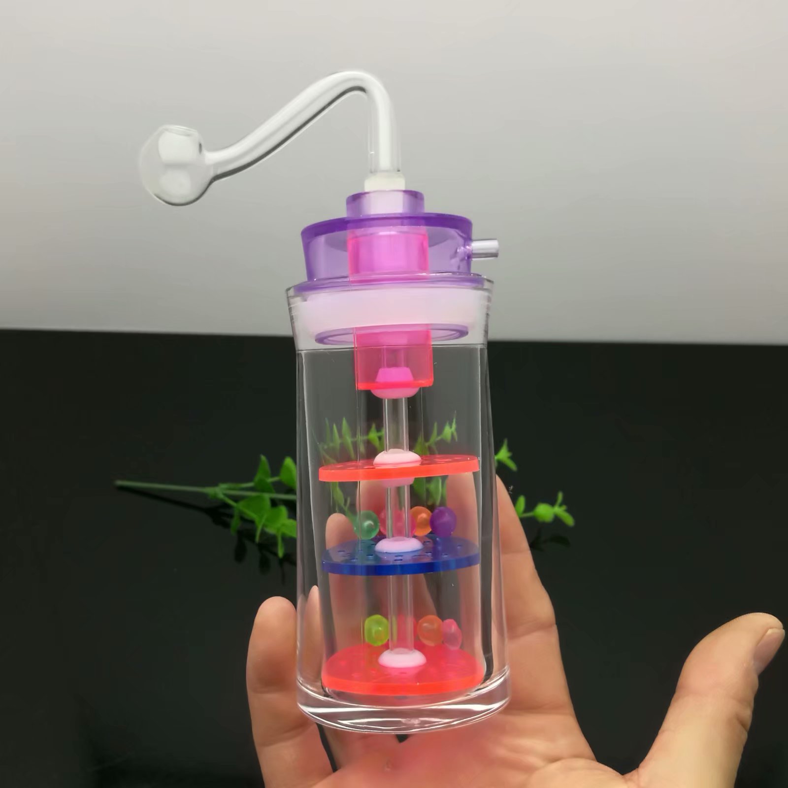 

Acrylic three layer filter snuff bottle Pipes Smoking Glass Bongs Glass Bubblers For Smoking Pipe Mix Colors