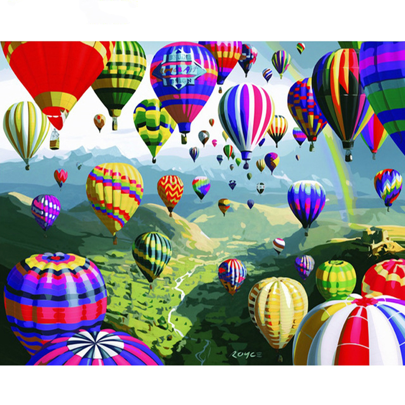 

Frameless Picture Diy Painting By Numbers Colorful Balloon Landscape Hand Painted Oil Painting Acrylic On Canvas For Home Decor