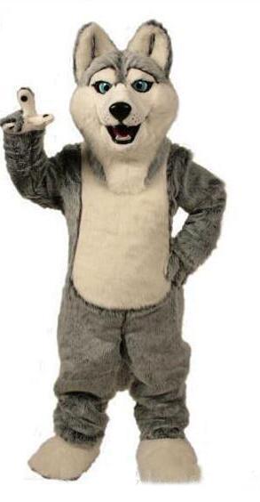 

2019 factory sale hot Wolf mascot costumes halloween dog mascot character holiday Head fancy party costume adult size birthday, As picture