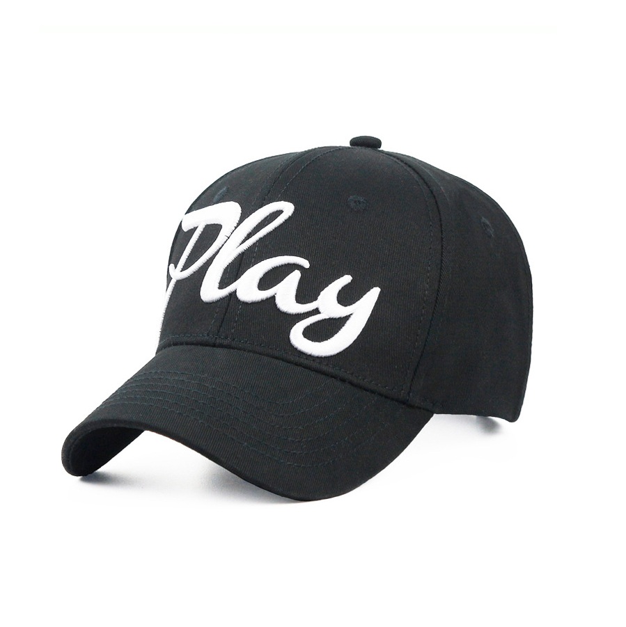 

PLAY Embroidered Caps Men Women Fashion Baseball Cap 2 Colors Sports Ball Caps Adjustable Design Cotton Hats, Black