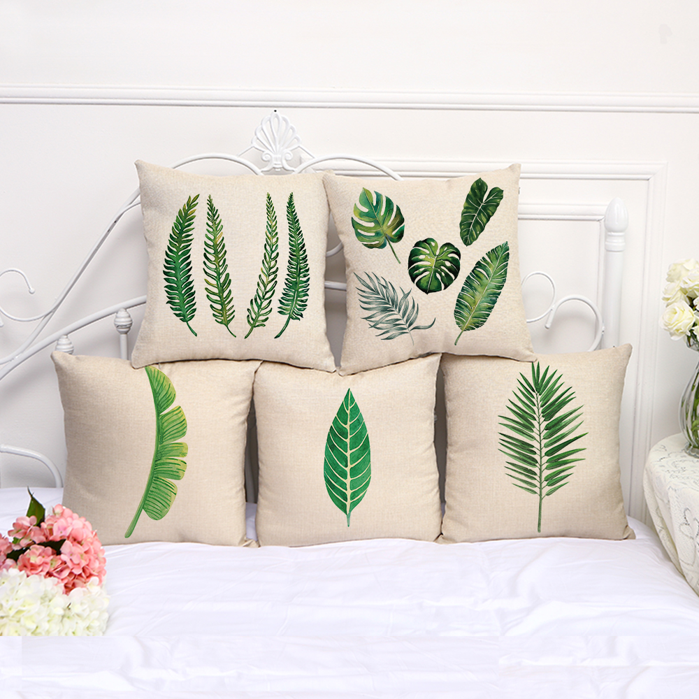

Green Plants Print Cotton Flax Pillow Case Cover Car Sofa Pillow Sham Armchair For Living Room Bedroom Study Room Dining Room Hotel MYJ 034, Mixed(leave us message)