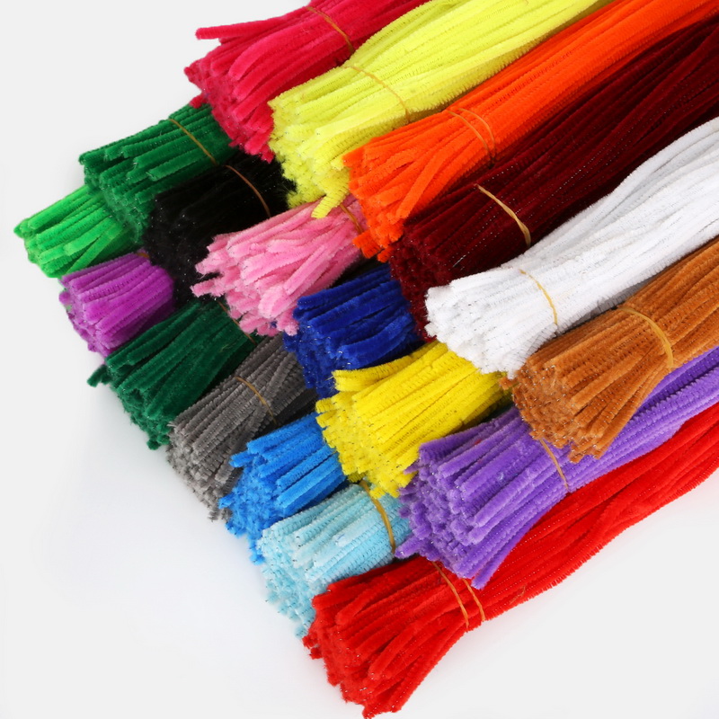 

Wholesale-100pcs 30cmx5mm Chenille Stems Pipe Cleaners Children Kids Plush Educational Toy Crafts Colorful Pipe Cleaner Handmade DIY Craft, Dark green