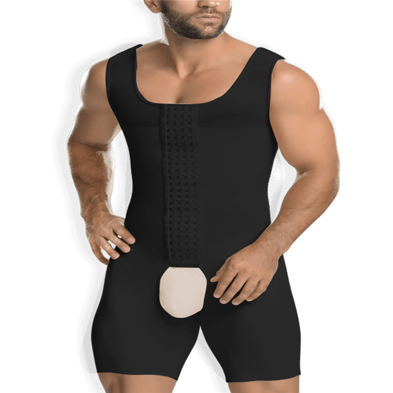 2020 Sleeves Men Recovery Full Body Shaper Hook Hold Tummy Control