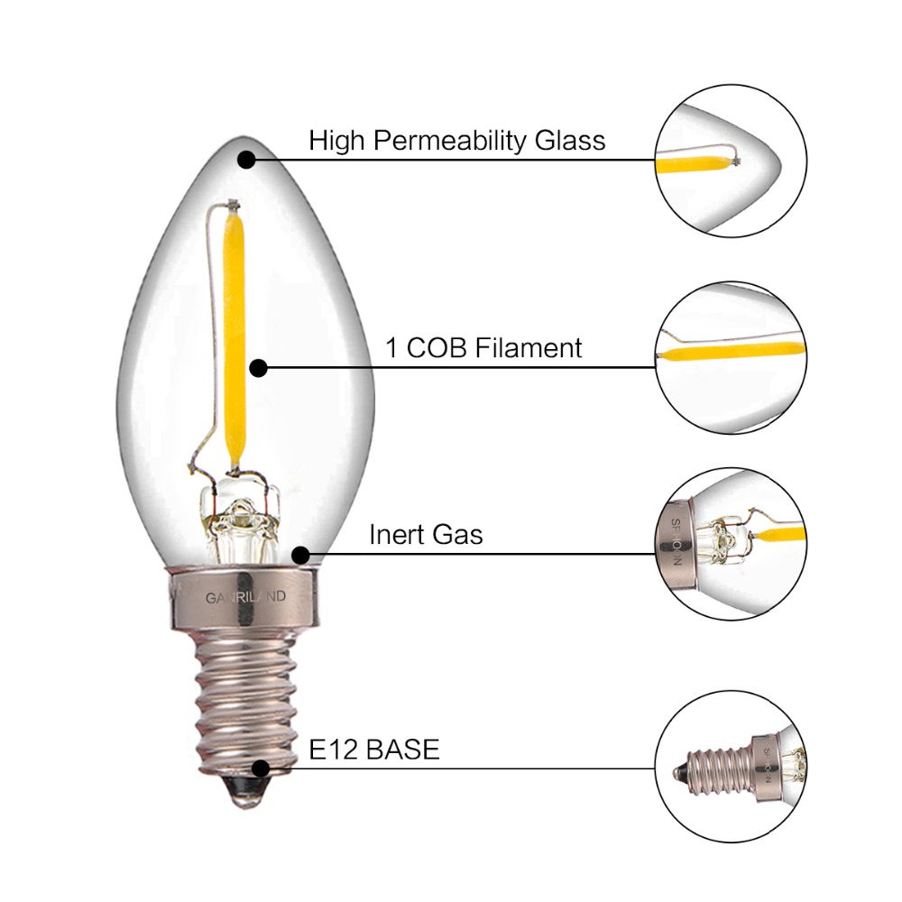 C7 Led Dimmable Bulb E14 E12 0.5w Refrigerator Led Filament Light Bulb