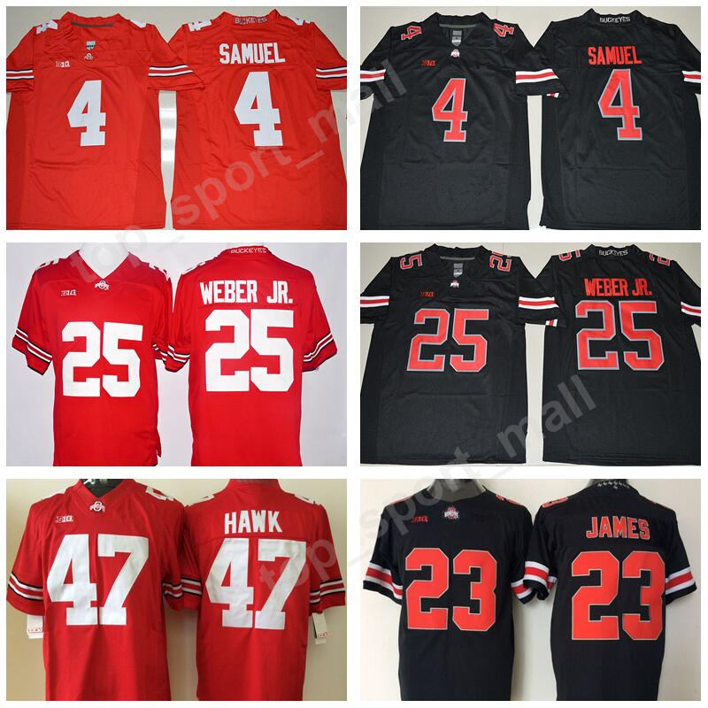 

Ohio State Buckeyes NCAA College Football Jerseys 4 Curtis Samuel 23 Lebron James 25 Mike Weber JR 47 AJ Hawk Stitched Size -3XL, 4 black
