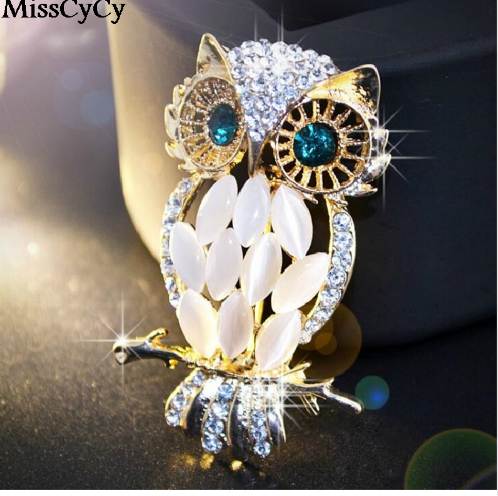 

Gold Color Animal Brooch Pins Vintage Owl Crystal Brooches Women Fashion Jewelry