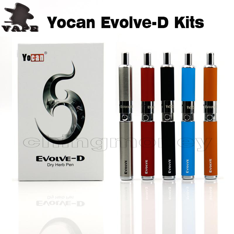 

100% Original Yocan Evolve-D Starter Kit dry herb pen Vaporizer with Pancake Dual Coils 650mAh Battery ego thread atomizer vape pen DHL free, Red