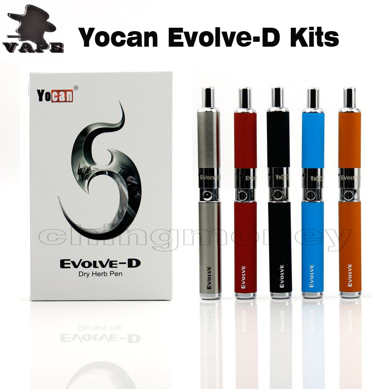 

100% Original Yocan Evolve-D Starter Kit dry herb pen Vaporizer with Pancake Dual Coils 650mAh Battery ego thread atomizer vape pen DHL free, Red