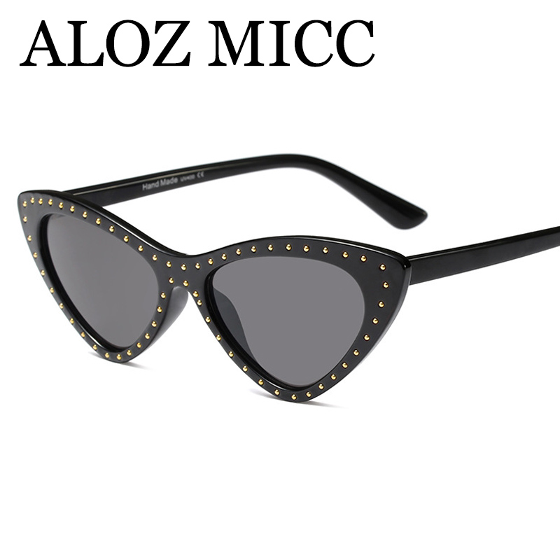 

ALOZ MICC Luxury Rivet Cat Eye Sunglasses Women 2018 Brand Design Vintage Small Triangle Sun Glasses For Women Shades UV400 A507