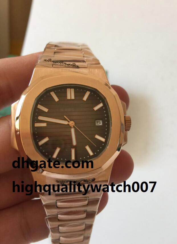 

Top Quality Luxury Sport Nautilus 5711 1R-001 5711 1A watch Automatic watch Rose Gold Brown Dial 316L SS bracelet Sport Bussiness Watches, Champagne