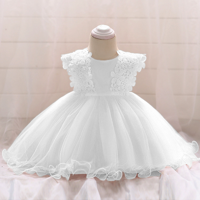 

Baby Girls Christening Gowns for 1st Birthday Dresses Girls Infant Children White Lace Dresses Newborn Kids Wedding Prom Dress, Pink