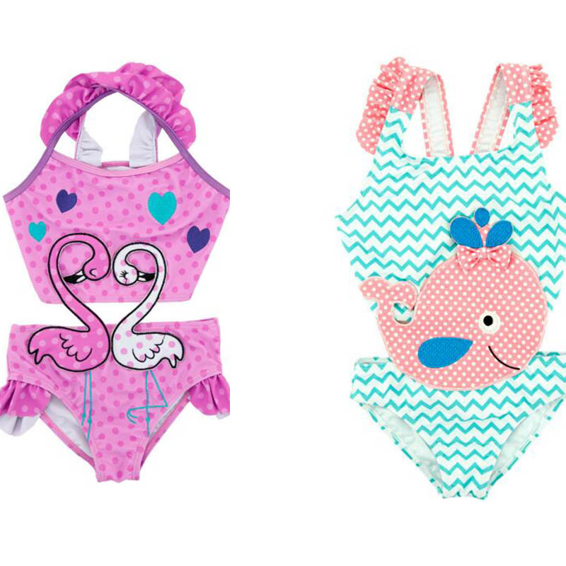 

Ins fashion hot selling girl kids one piece Romper bikini summer girl cute Polka Dots Dolphin Print Swimming 2 styles free ship, Accept the size and color coose