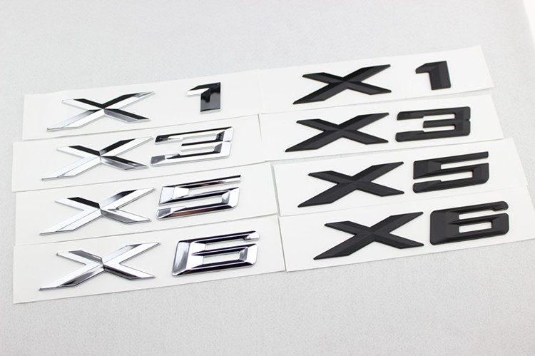 High Quality 1 pcs New Car Styling 3D Chrome Silver and Black X1 X3 X5 X6 GT Letters Emblem Rear Trunk Boot Badge Logo Sticker For BMW